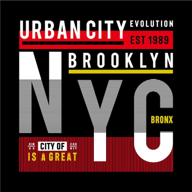 Ilustración de vector de tipografía gráfica de diseño de camiseta urbana de ciudad de nueva york