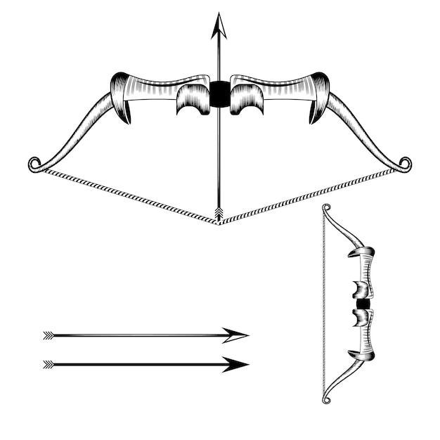 Ilustración de vector de tiro con arco paquete de diseño con flechas.