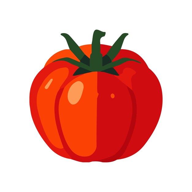 Ilustración de vector de tomate rojo arte vectorial de tomate fresco plano aislado en un fondo blanco