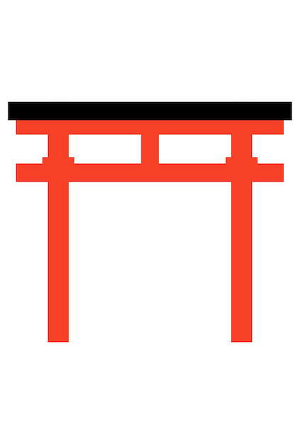 Ilustración de vector de torii simple de material de tarjeta de año nuevo