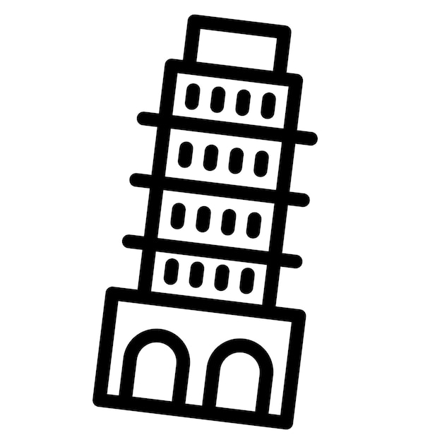 Ilustración del vector de la torre inclinada