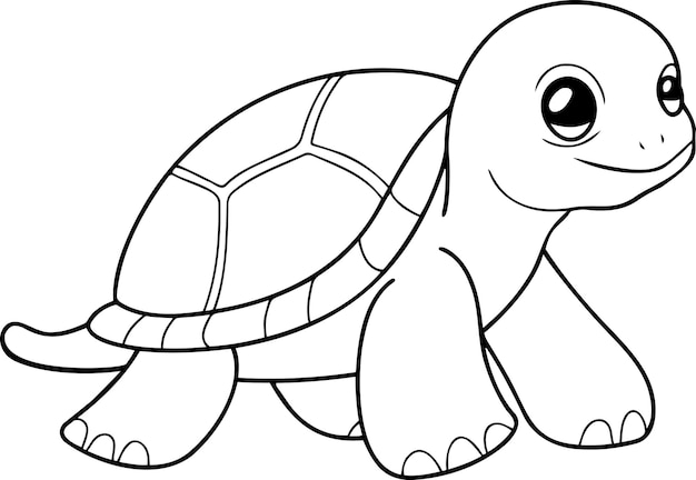 Ilustración de vector de tortuga contorno en blanco y negro libro de colorear de tortuga o página para niños