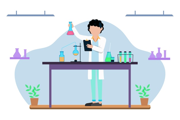 Ilustración del vector de trabajo del científico