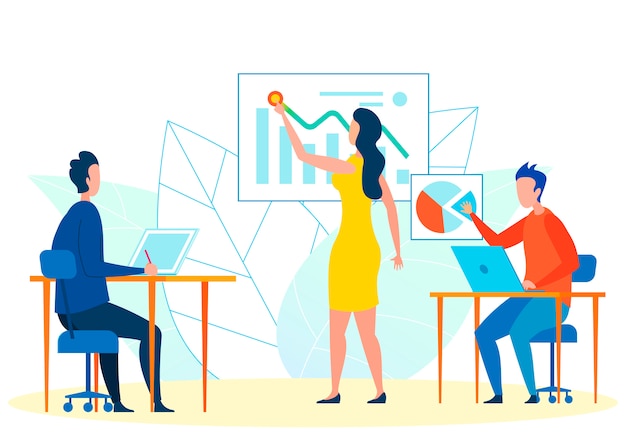 Ilustración de Vector de trabajo en equipo de analistas financieros