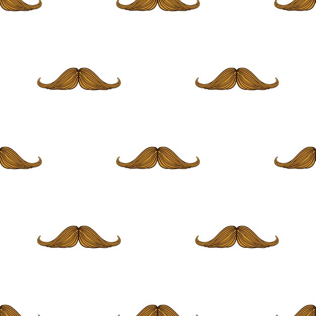 Ilustración de vector transparente Patrón con bigote de hipsters sobre fondo blanco Moda de cara masculina