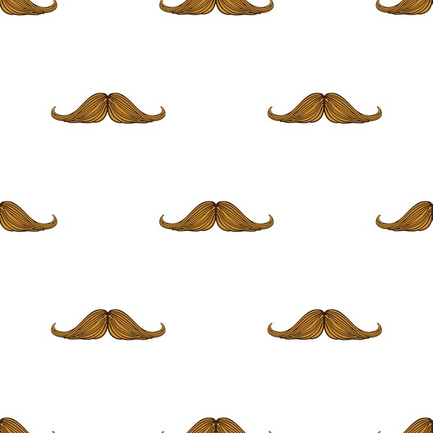 Vector ilustración de vector transparente patrón con bigote de hipsters sobre fondo blanco moda de cara masculina