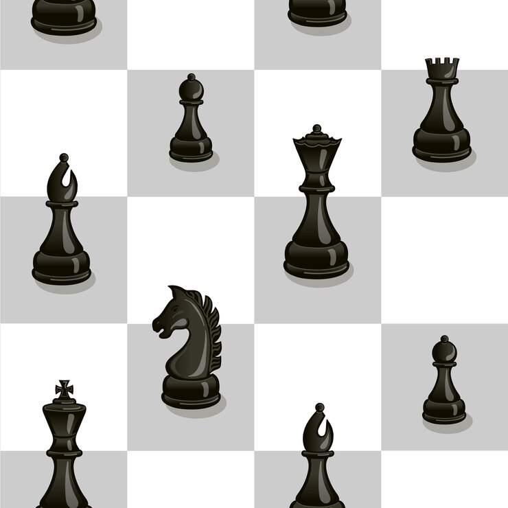 Ilustración de vector transparente de un tablero de ajedrez y piezas de ajedrez de pie sobre él Fondo para el diseño xDxA