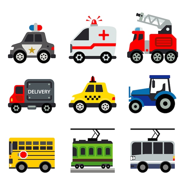 Ilustración de Vector de transporte de vehículos de transporte de transporte