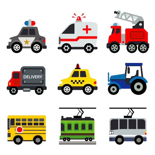 Ilustración de vector de transporte de vehículos de transporte de transporte