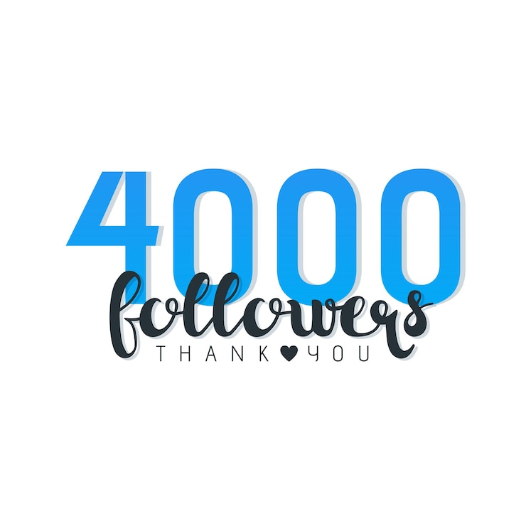 Vector ilustración de vector de tres cuatro seguidores gracias palabras aisladas en blanco.