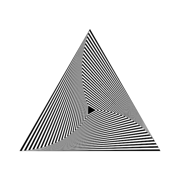 Ilustración de vector de triángulo de ilusión óptica negro sobre un fondo blanco. op art triangular.
