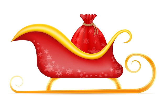 Ilustración de vector de trineo de Navidad de santa claus aislado sobre fondo blanco