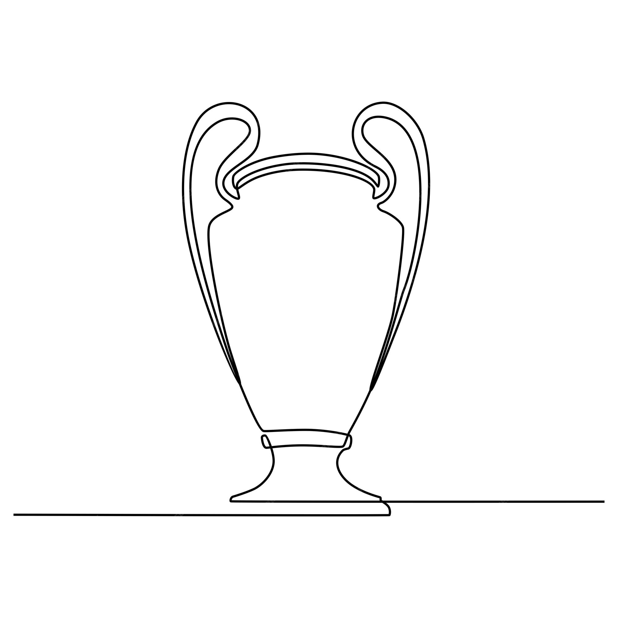 Ilustración de vector de trofeo de campeón de dibujo de línea continua