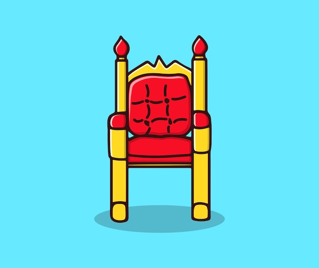 Ilustración de vector de trono real rojo Sillón dibujo a mano de lujo de asiento anticuado