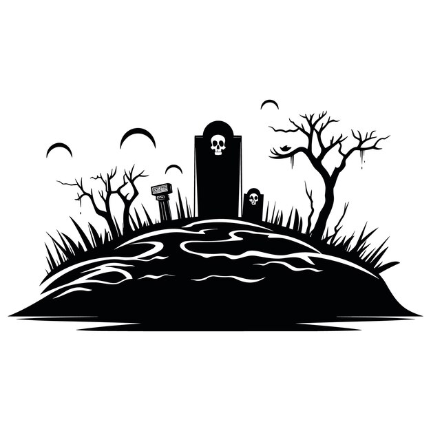 Ilustración de vector de tumba simple Halloween o decoración