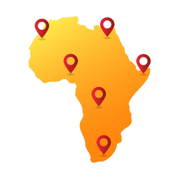 Ilustración de vector de ubicación de pin de mapa de África