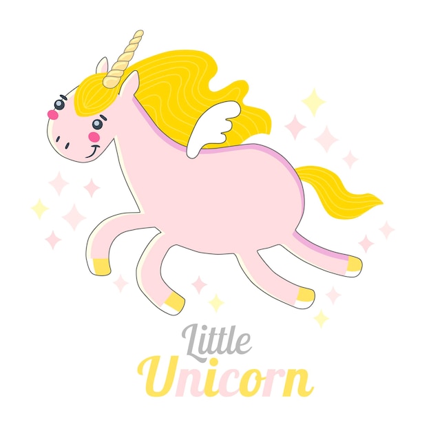 Ilustración de vector de unicornio Diseño de unicornio infantil Lindo vector de unicornio mágico