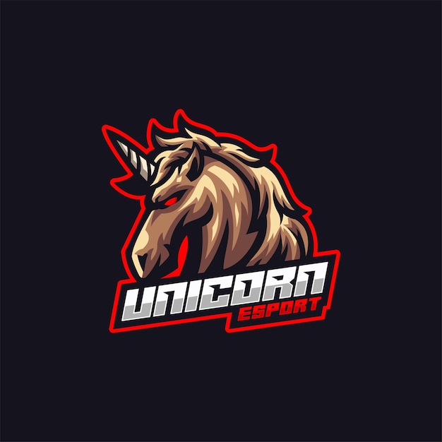 Ilustración Vector Unicornio ESport Logo Estilo