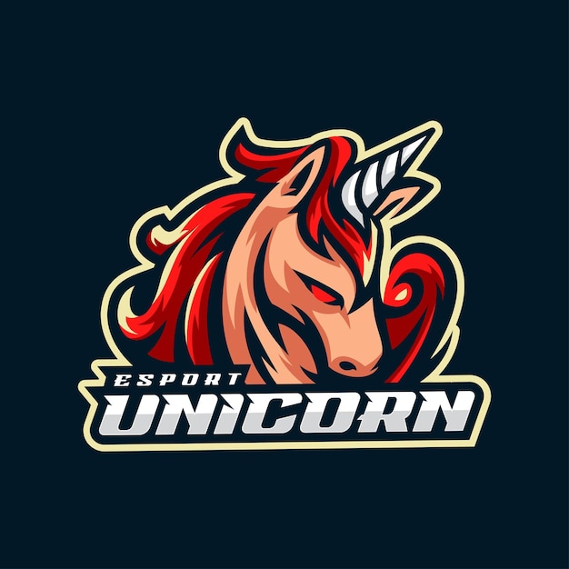 Ilustración Vector Unicornio ESport Logo Estilo