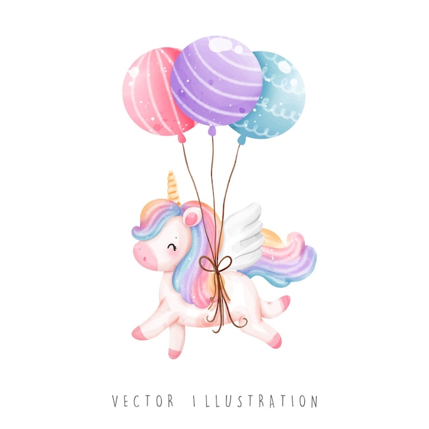 Ilustración de vector de unicornio mágico unicornio acuarela