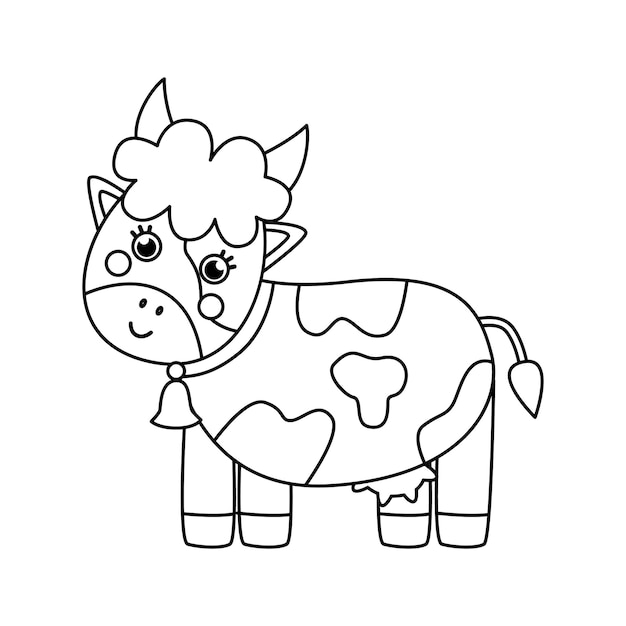 Ilustración de vector de vaca blanco y negro sobre fondo blanco