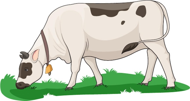 Ilustración de vector de vaca comiendo hierba