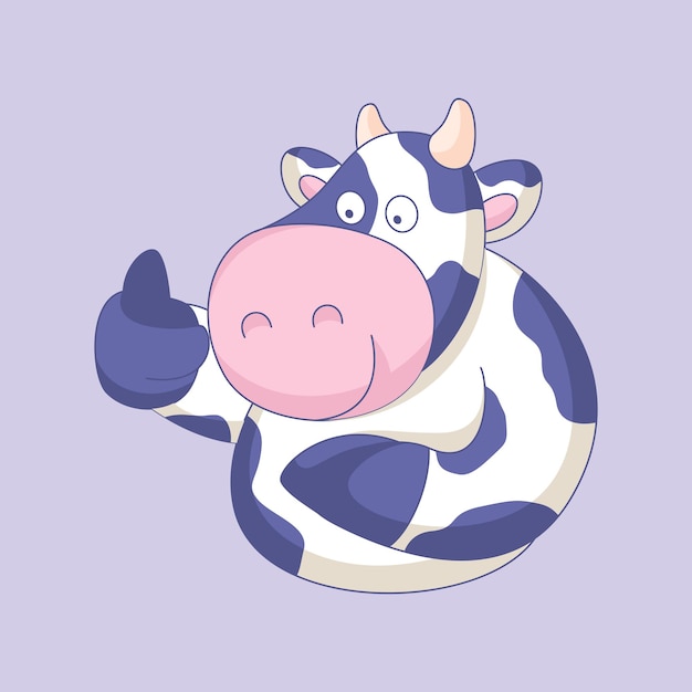 Ilustración de vector de vaca de dibujos animados lindo