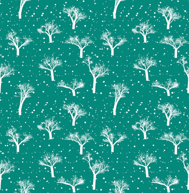 Ilustración de vector de vacaciones de decoración de bosque de invierno de patrones sin fisuras
