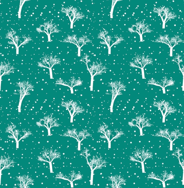 Ilustración de vector de vacaciones de decoración de bosque de invierno de patrones sin fisuras