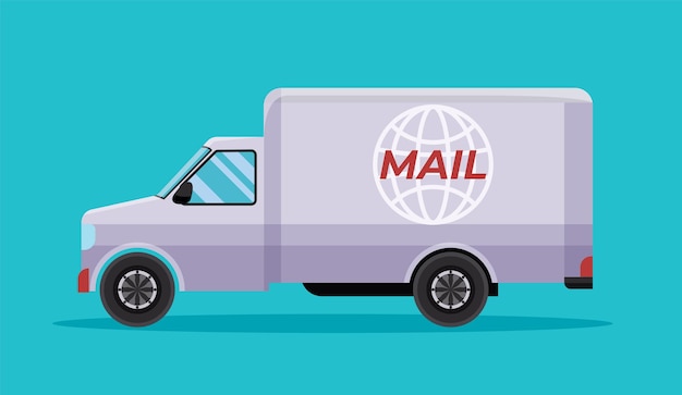 Ilustración de vector de vehículo de entrega de correo de camión de entrega urgente