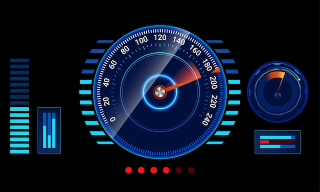 Ilustración de vector de velocímetro de coche de neón