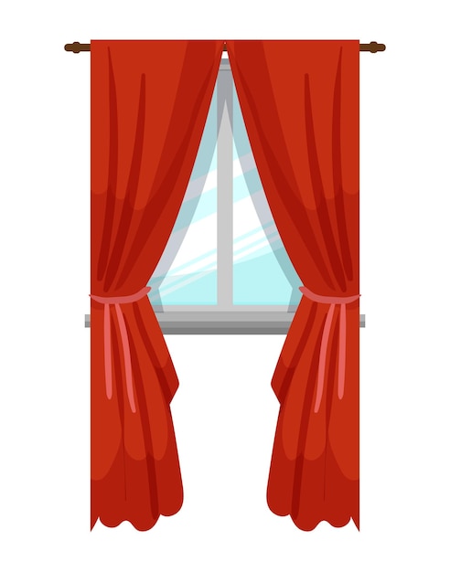 Ilustración de vector de ventana con cortina