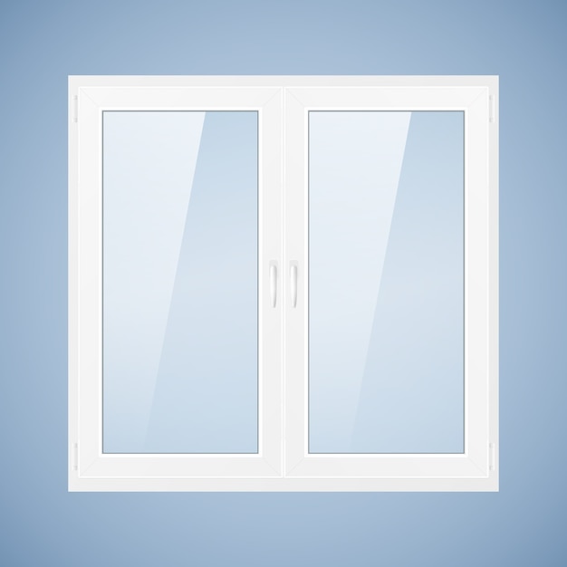 Ilustración de vector con ventana de plástico blanco. Ventana de PVC