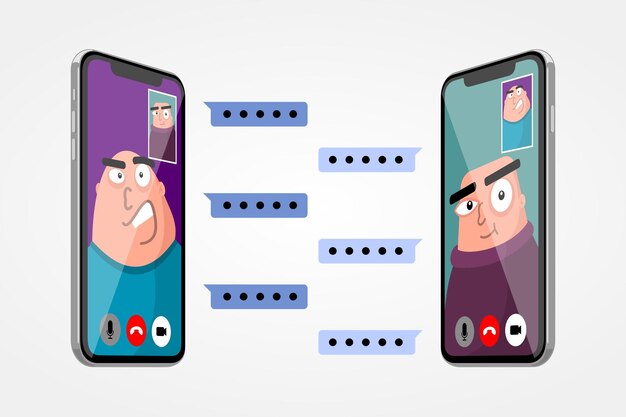 Ilustración de vector de videoconferencia de jefe y empleado Trabajar desde casa como aislado