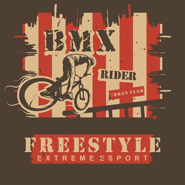 Ilustración de vector vintage estilo bmx silueta o emblemas insignias y etiquetas pancartas