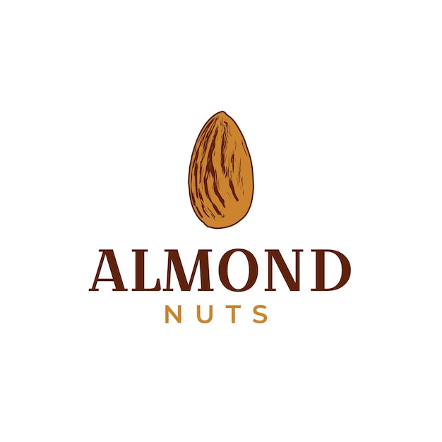 Ilustración de vector vintage hipster de diseño de logotipo de nueces de almendra creativo