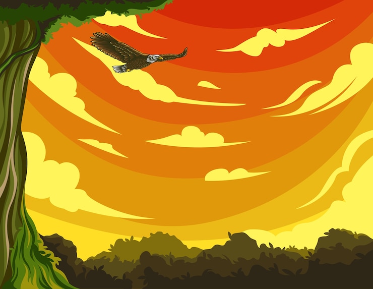 Vector ilustración de vector de vista del cielo al atardecer
