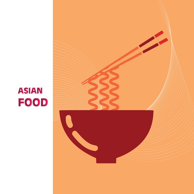 Ilustración de vector de vista superior de comida asiática. Plantilla de diseño de menú de comida.