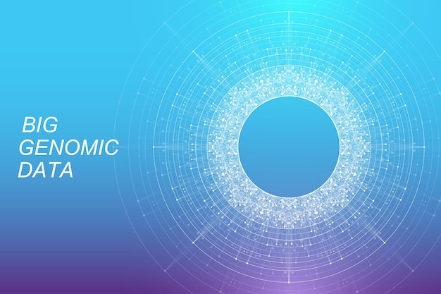 Ilustración de vector de visualización de datos genómicos grandes Mapa de secuencia de genoma Plantilla de infografía de prueba de ADN
