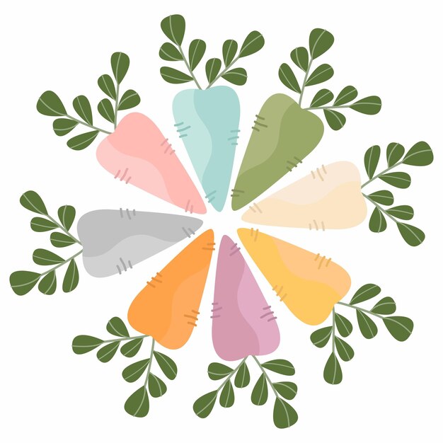 Ilustración de vector de zanahorias de círculo vegetal