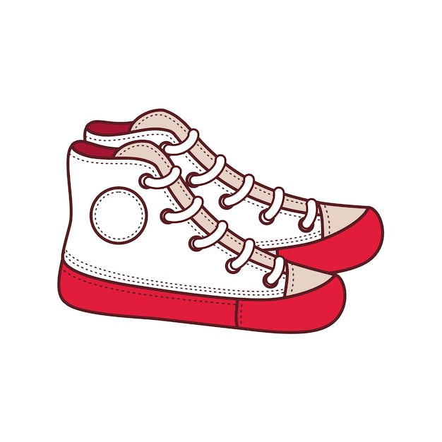 Ilustración de vector de zapatos de zapatillas Diseño plano de zapatos de zapatillas Zapatillas de deporte vintage para adolescentes Perfecto