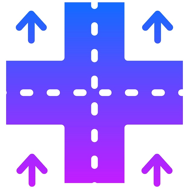 Ilustración de vectores de intersección de cuatro vías