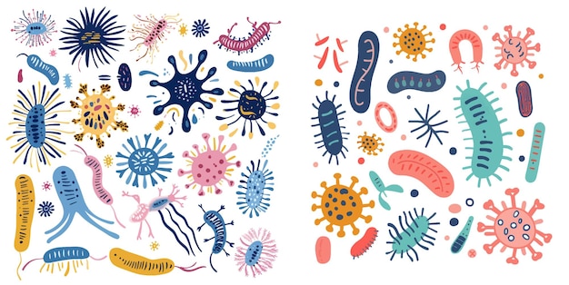 Vector ilustración de vectores de microbiología de enfermedades y virus aislados