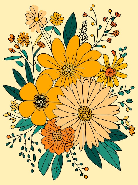 Ilustración de vectores de patrones de flores decorativas de colores