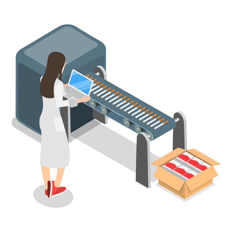 Vector ilustración de vectores planos isométricos 3d de la industria del tabaco