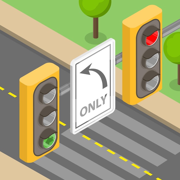 Ilustración de vectores planos isométricos 3D de la regulación del tráfico