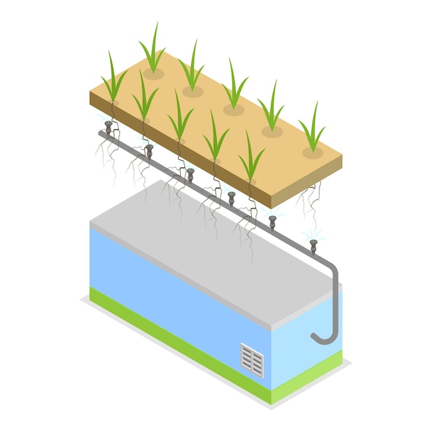 Ilustración de vectores planos isométricos 3D de los sistemas de cultivo