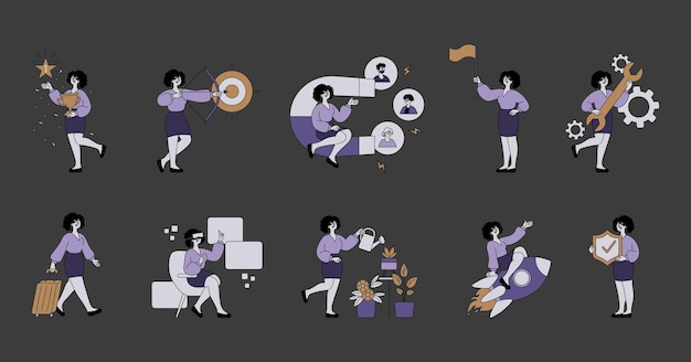 Ilustración de vectores planos para personas de negocios