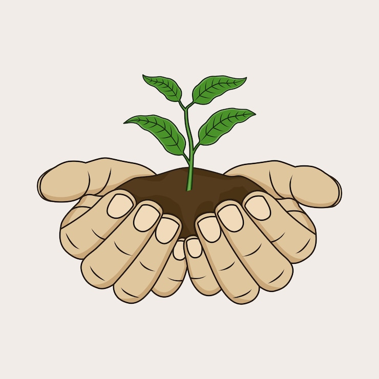 Vector ilustración de vectores de plantas pequeñas con la mano