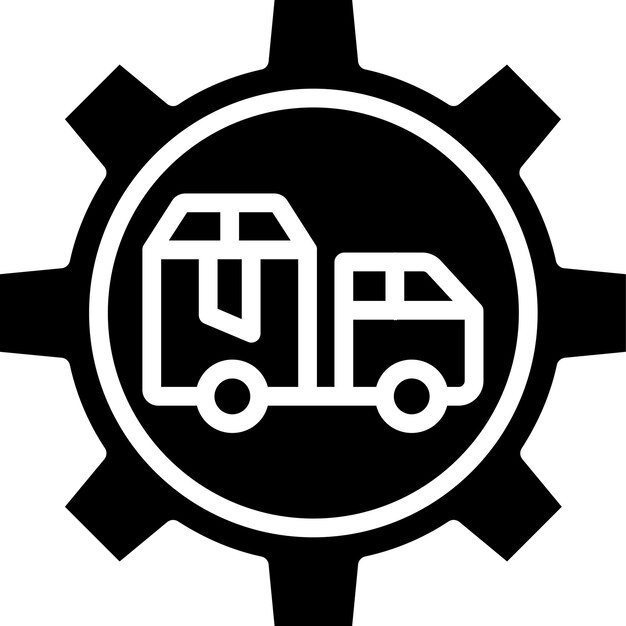 Ilustración de vectores sólidos y glifos de camiones logísticos